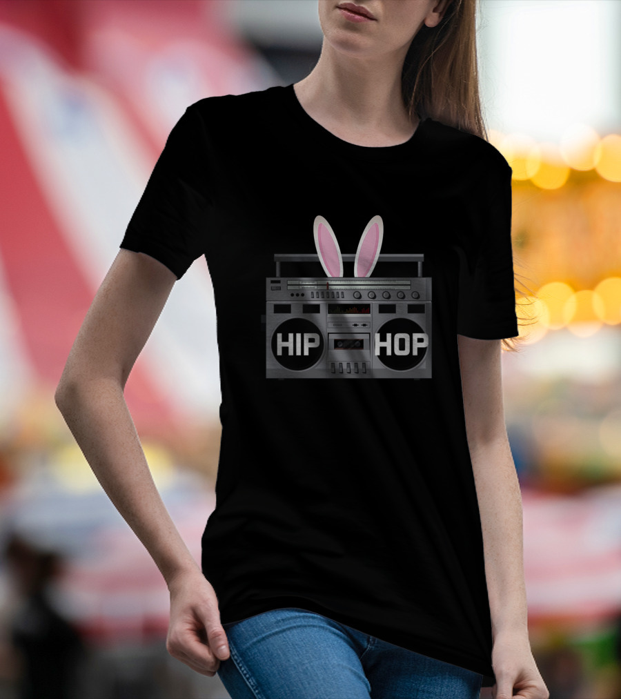Hip Hop Bunny Ears Boombox Cassette Music Easter Day Fan T-Shirt