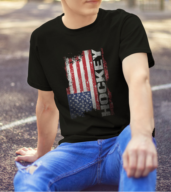 Hockey USA Flag Grunge Style Vintage T-Shirt
