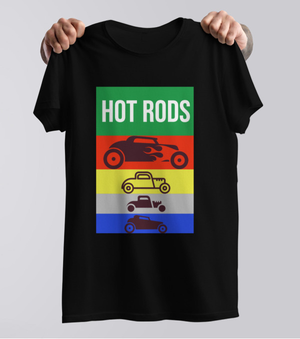 HOT RODS Multi-Color Classic Vintage Car T-Shirt