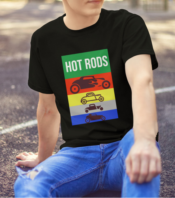 HOT RODS Multi-Color Classic Vintage Car T-Shirt