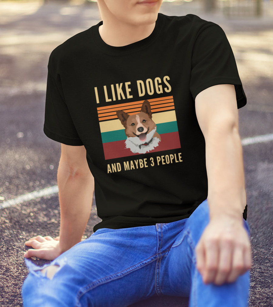 I Like Dogs And Maybe 3 People Retro Dog T-Shirt