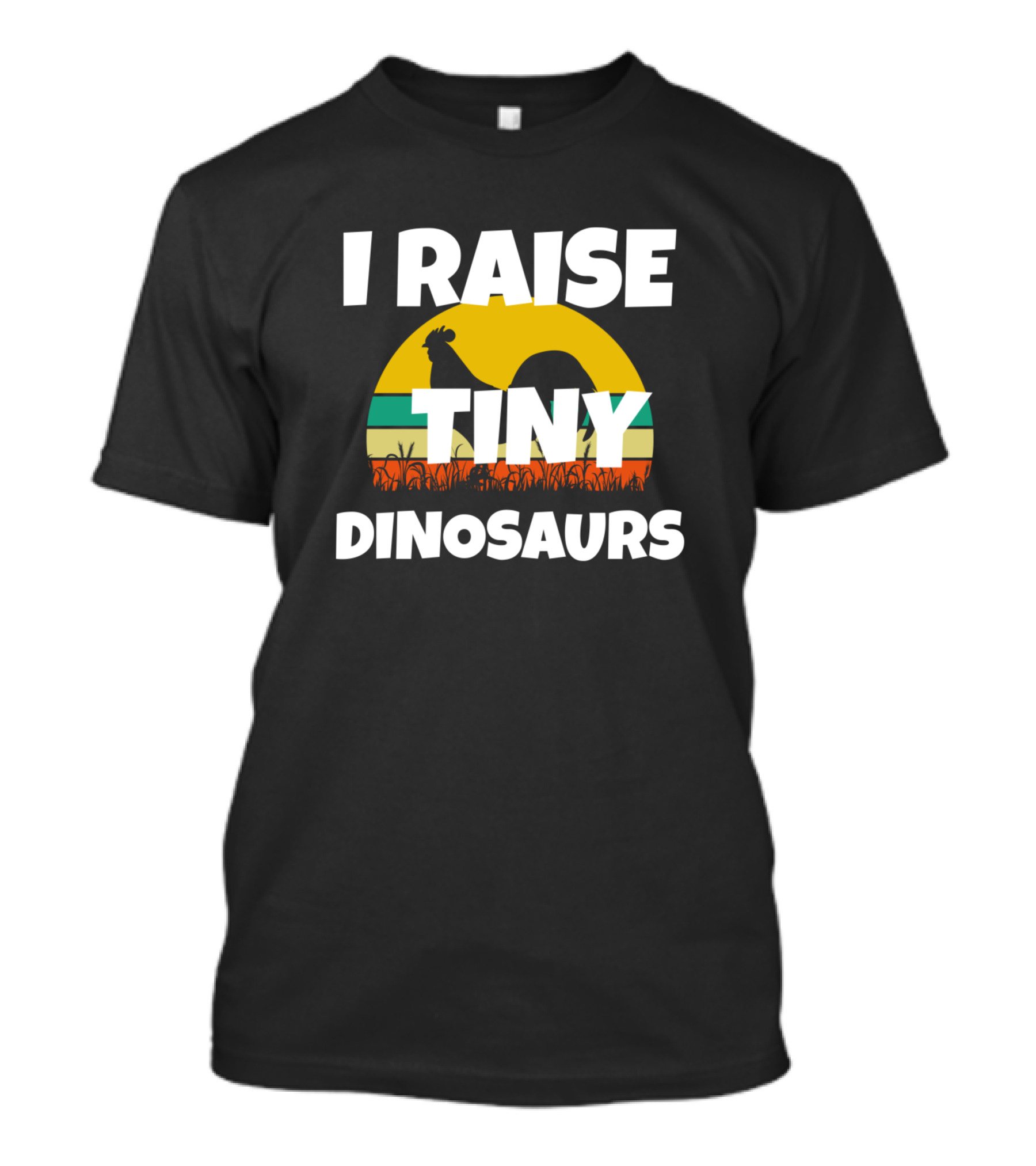 I Raise Tiny Dinosaurs Retro Chicken Sunset Rooster T-Shirt