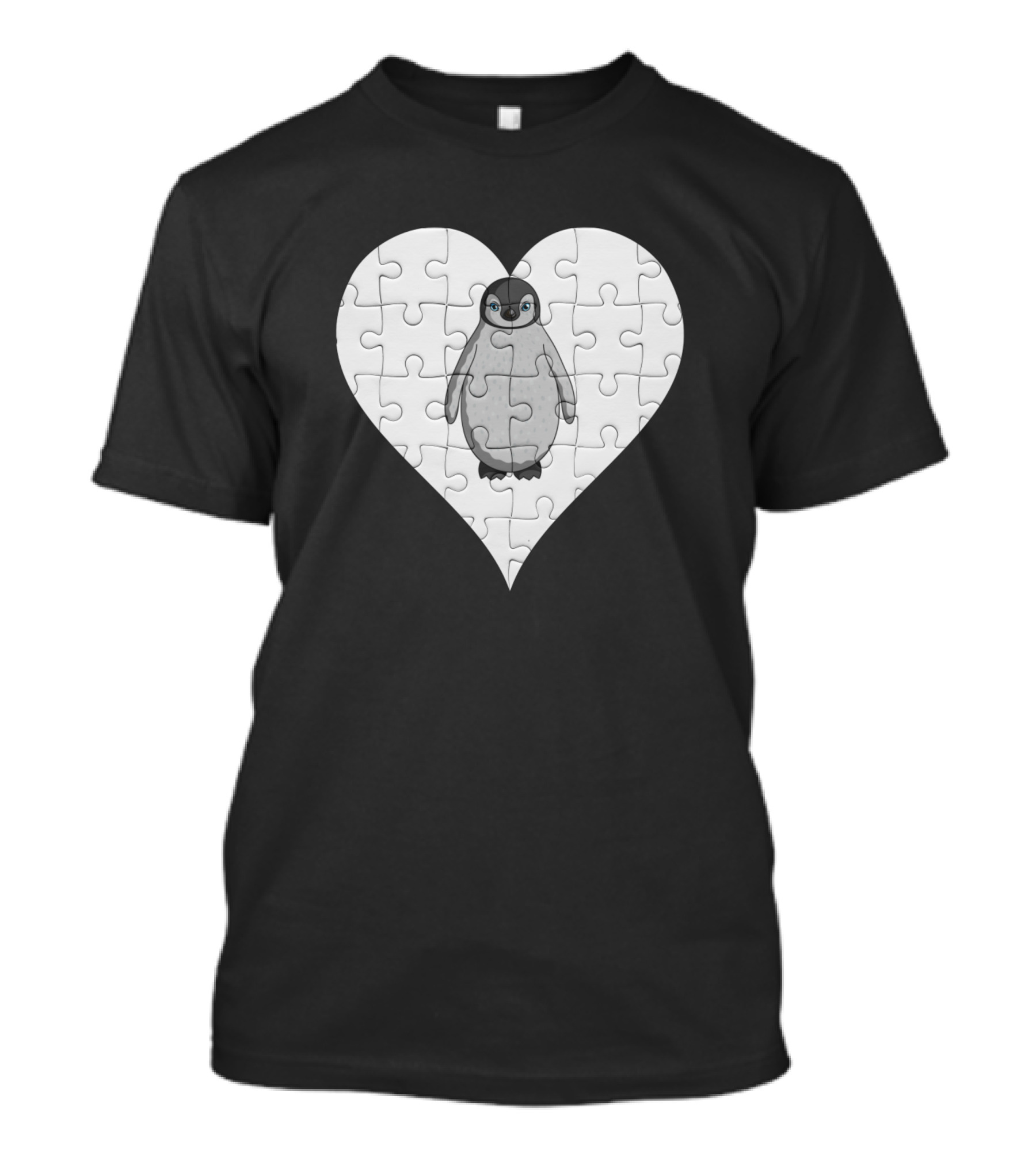 Jigsaw Heart With Wild Animal Penguin T-Shirt
