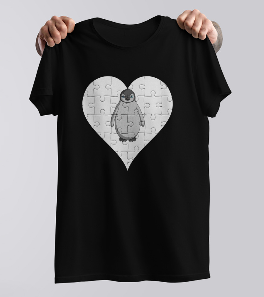 Jigsaw Heart With Wild Animal Penguin T-Shirt
