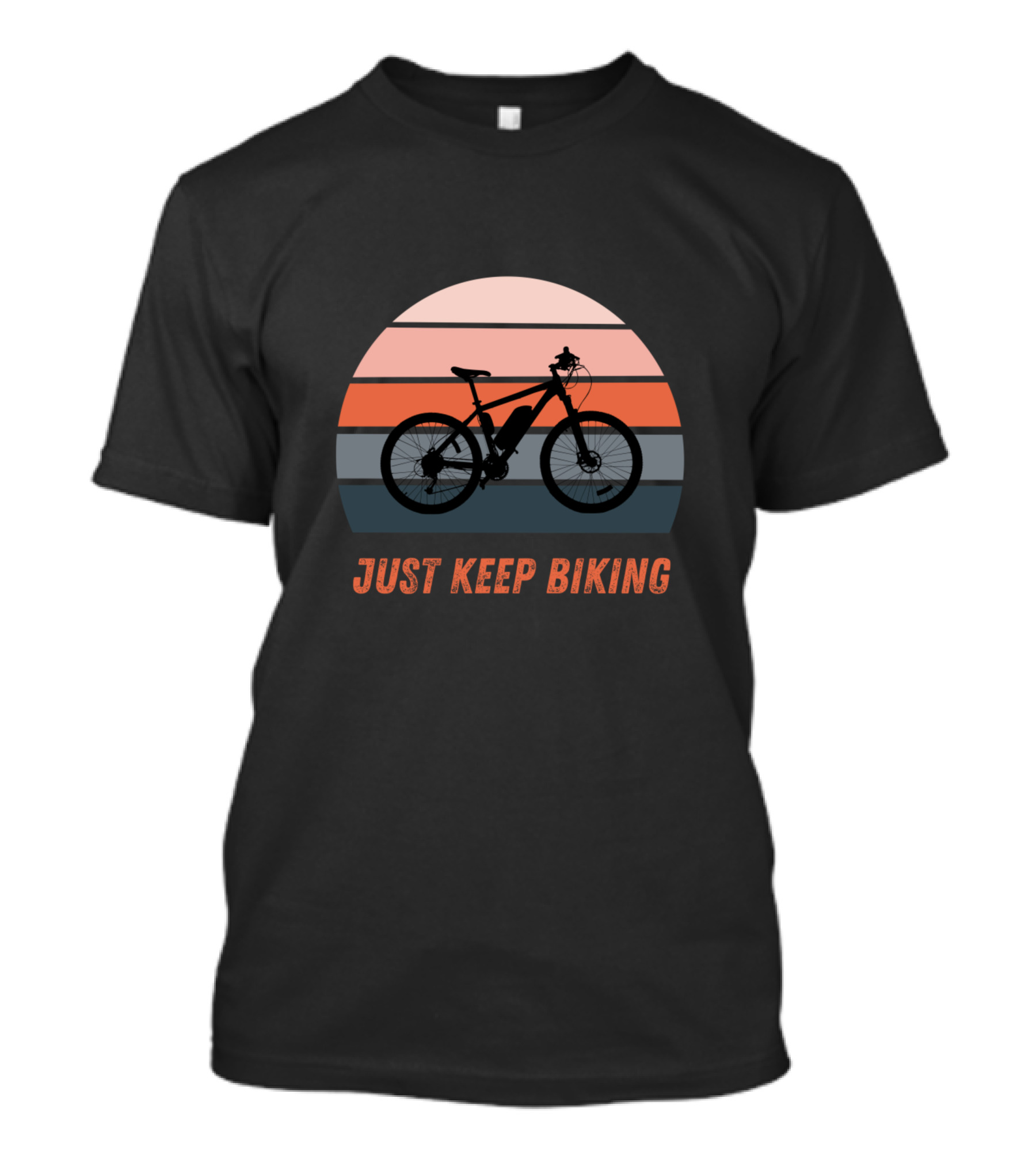 Just Keep Biking Retro Sunset Mountain Bike T-Shirt