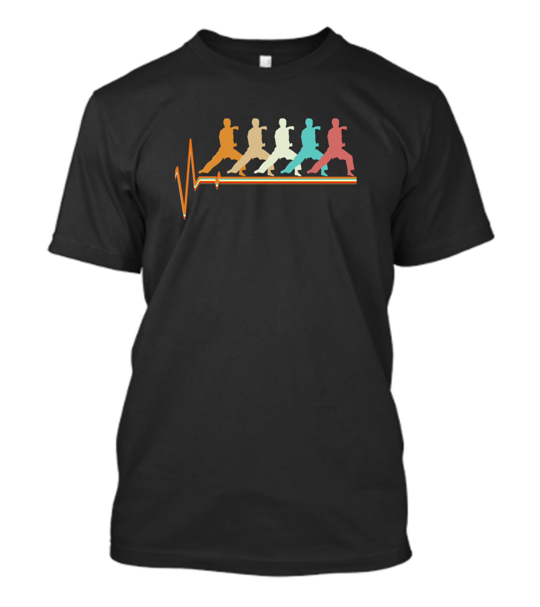 Karate Retro Vintage Heartbeat Pulse T-Shirt