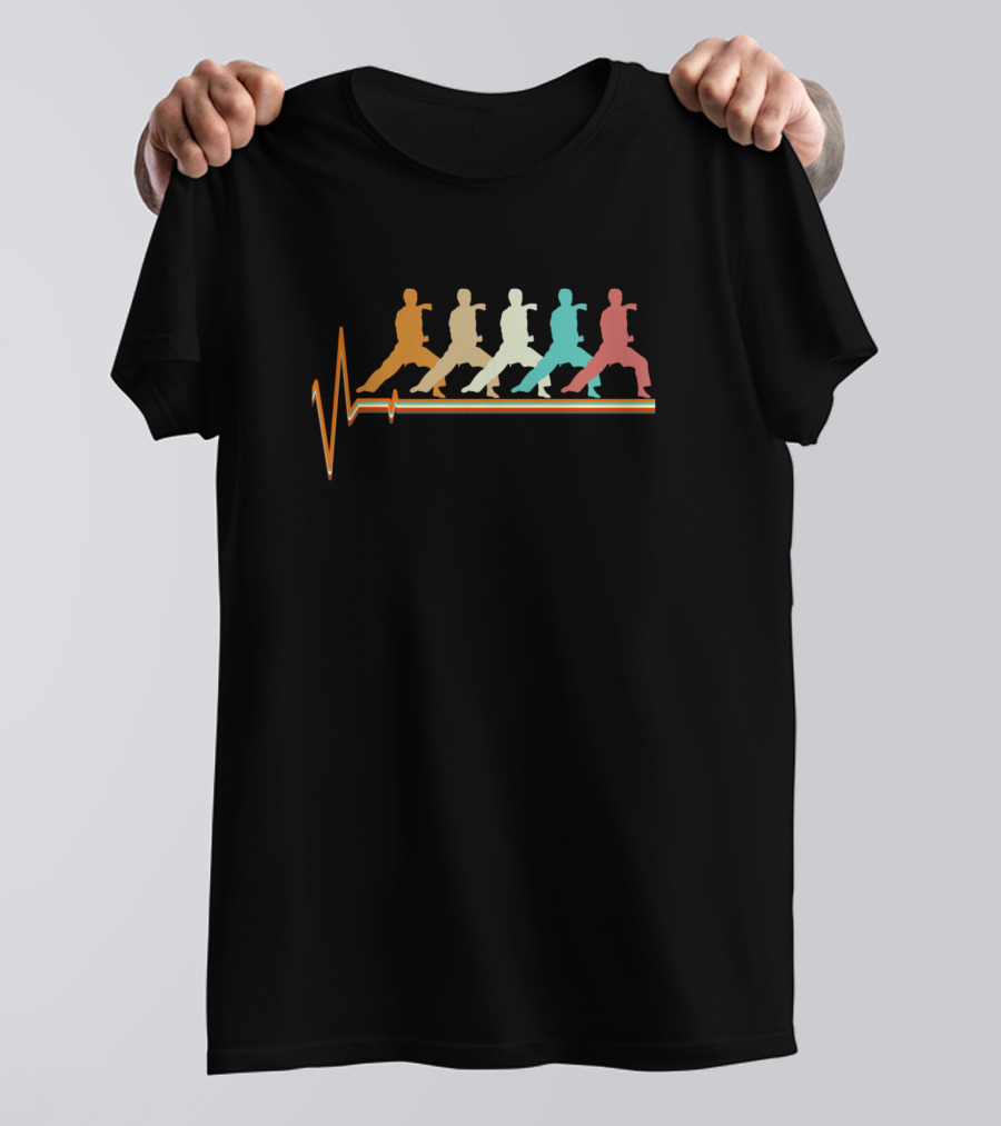 Karate Retro Vintage Heartbeat Pulse T-Shirt