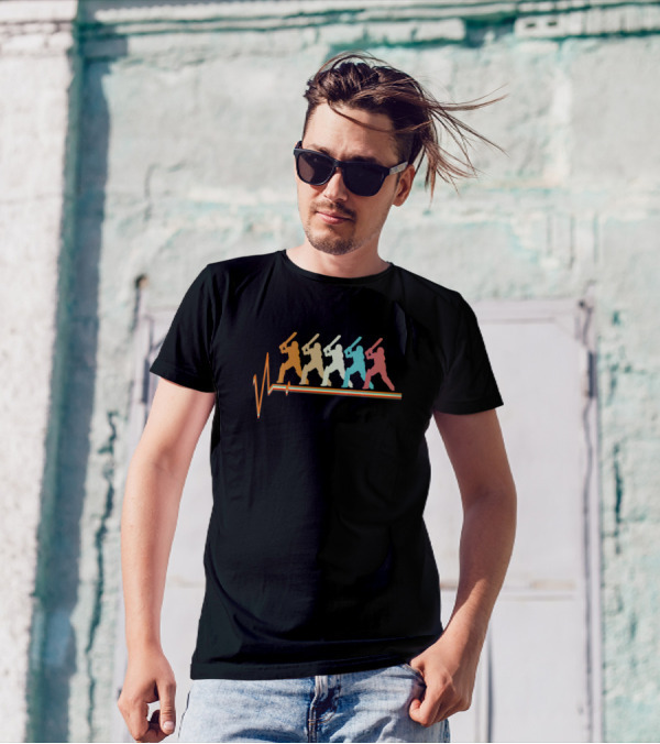 Lacrosse Retro Vintage Baseball Heartbeat T-Shirt