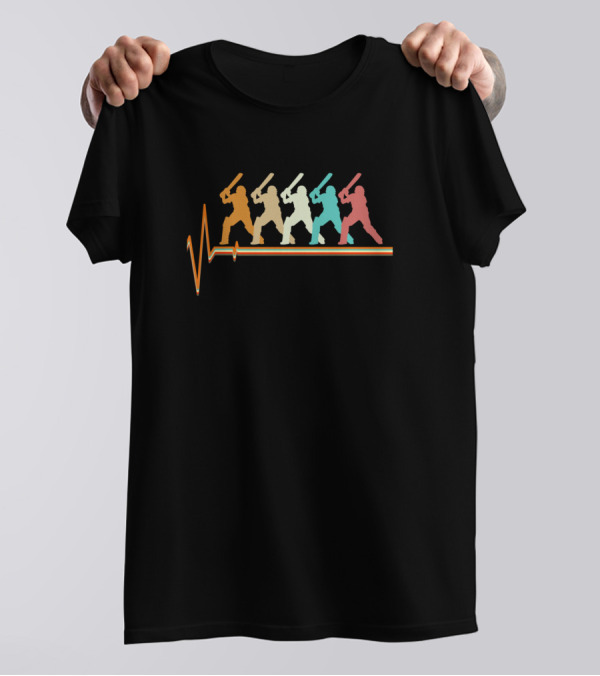 Lacrosse Retro Vintage Baseball Heartbeat T-Shirt