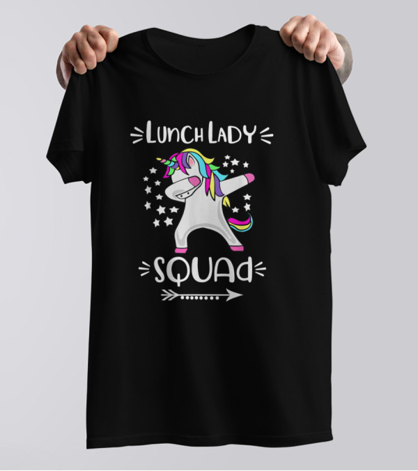 Lunch Lady Squad Dabbing Unicorn Stars T-Shirt