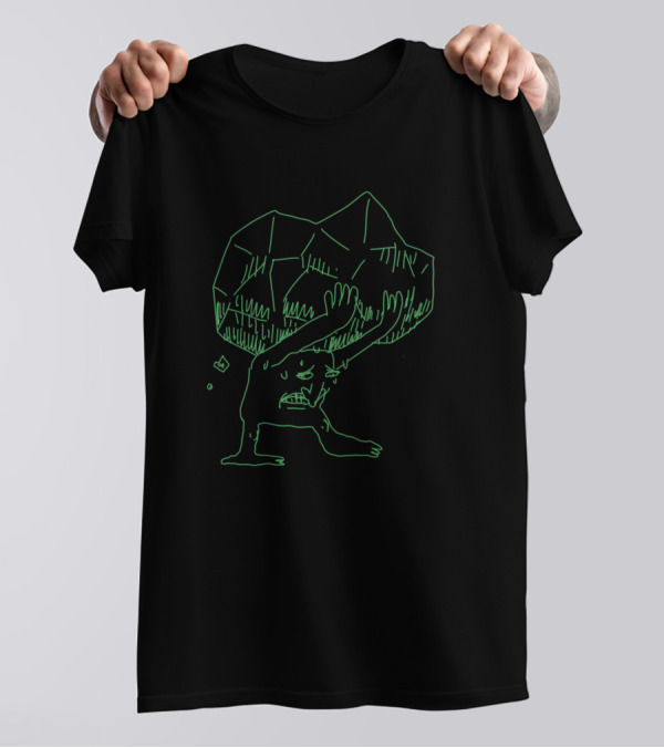 Man Struggling With Giant Rock T-Shirt