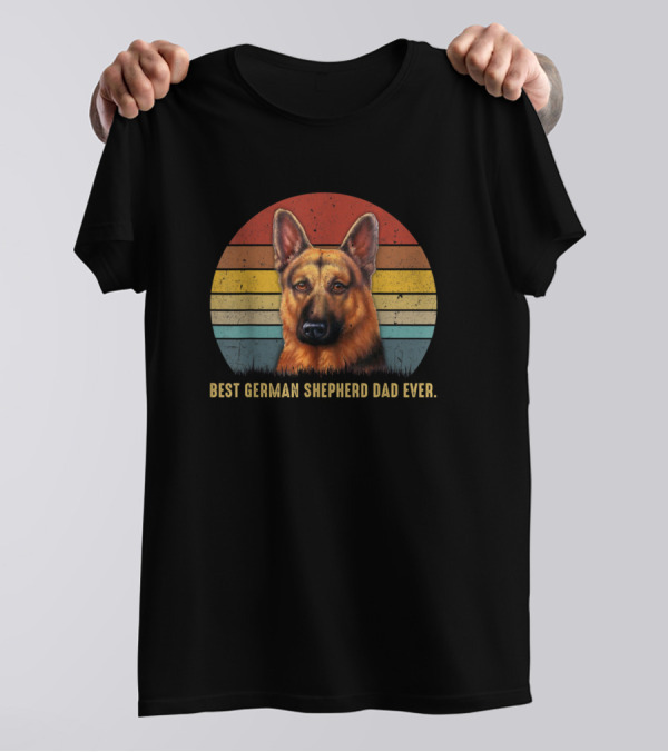 Best German Shepherd Dad Ever Vintage Style Circle T-Shirt