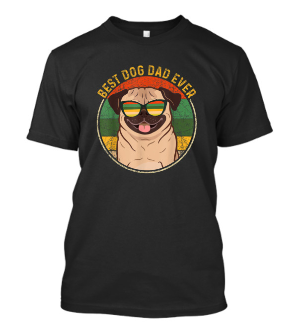 Best Dog Dad Ever Mens Vintage Pug With Sunglasses T-Shirt