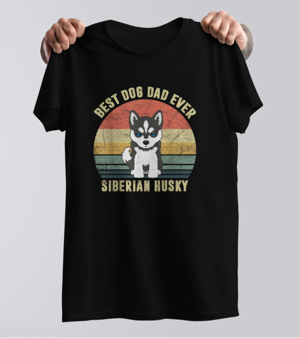 Best Dog Dad Ever Vintage Siberian Husky T-Shirt