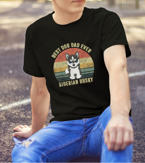 Best Dog Dad Ever Vintage Siberian Husky T-Shirt