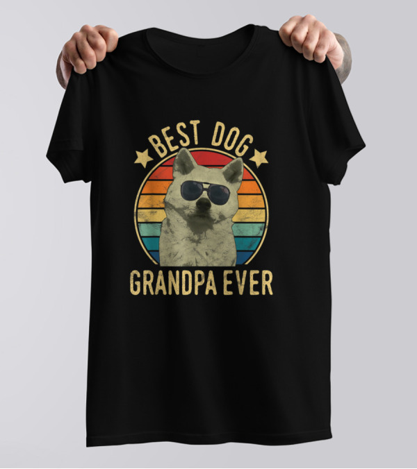 Best Dog Grandpa Ever Akita Retro Sunglasses T-Shirt