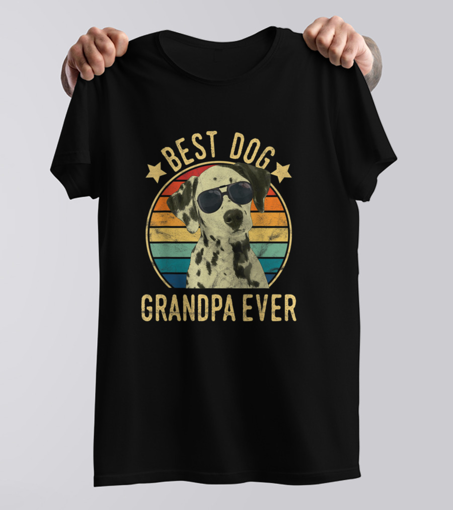 Best Dog Grandpa Ever Dalmatian Vintage Style With Sunglasses T-Shirt
