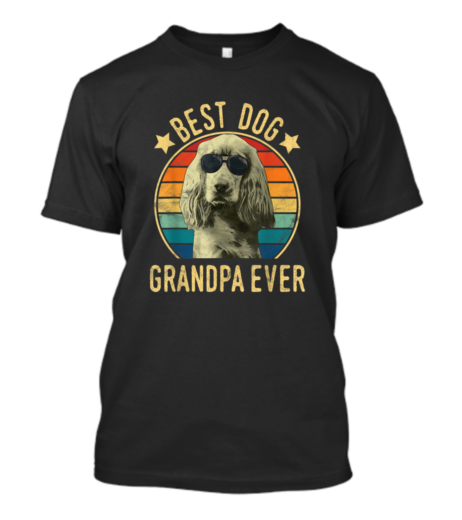 Best Dog Grandpa Ever English Cocker Spaniel Retro Sunglasses T-Shirt