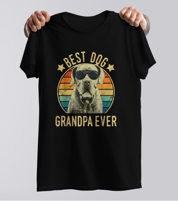 Best Dog Grandpa Ever Great Dane Retro Sunglasses T-Shirt