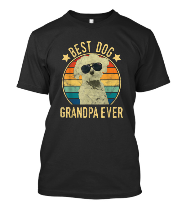 Best Dog Grandpa Ever Maltese Retro Sunglasses T-Shirt