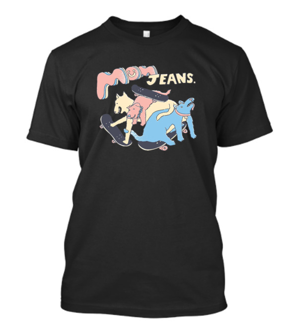 Mom Jeans Band Skateboarding Animals Playful Pastel T-Shirt