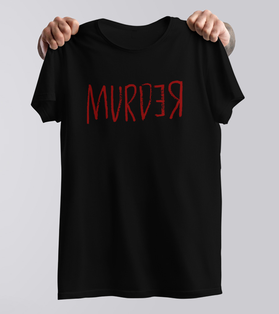 Murder Redrum Horror Reverse Typography T-Shirt