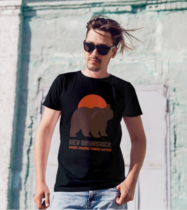 New Brunswick Where Amazing Things Happen Bear Silhouette Sunset T-Shirt