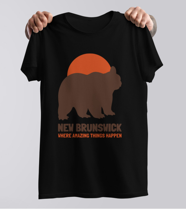New Brunswick Where Amazing Things Happen Bear Silhouette Sunset T-Shirt