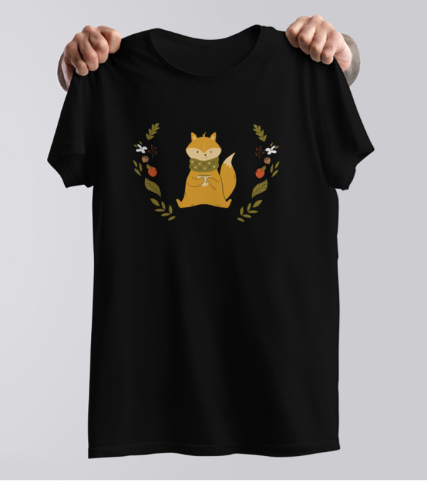 Nova Scotia Fox Floral Wreath T-Shirt