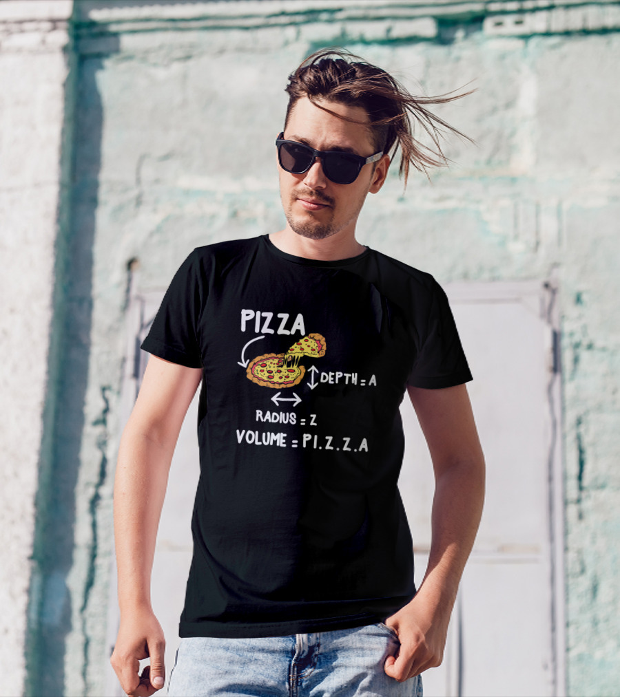 Pizza Volume Formula: Depth A, Radius Z, P.I.Z.Z.A Math Circle T-Shirt