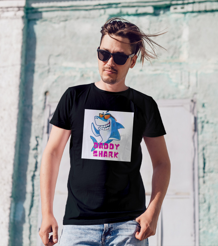 Daddy Shark Sunglasses Blue Shark T-Shirt