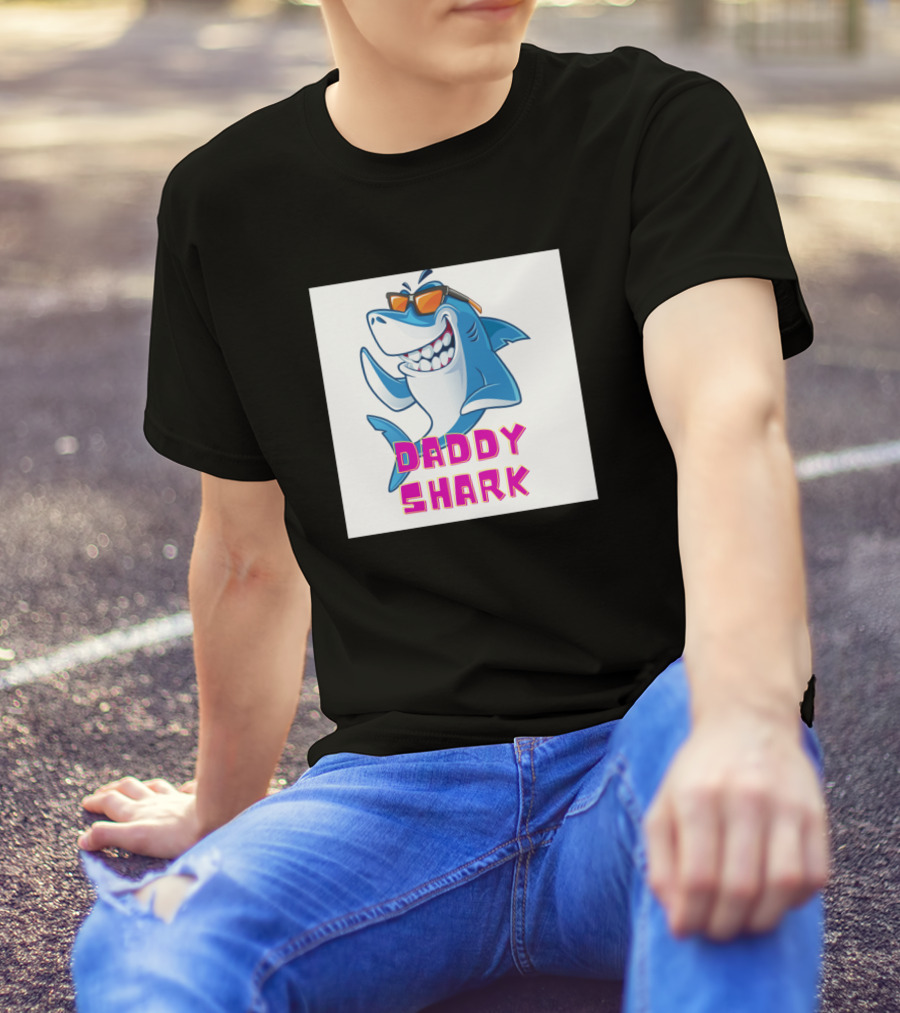 Daddy Shark Sunglasses Blue Shark T-Shirt