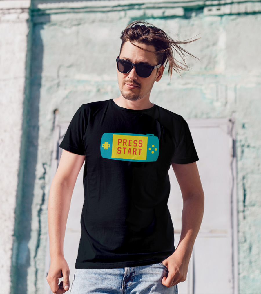 Press Start Retro Handheld Game Lover T-Shirt
