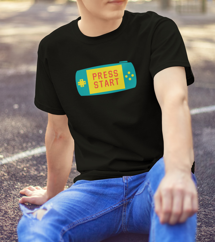 Press Start Retro Handheld Game Lover T-Shirt