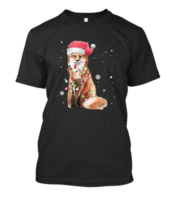 Santa Fox With Christmas Lights For Fox Lover T-Shirt