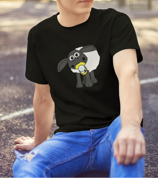 Shaun The Sheep With Pacifier Cute Sheep Scene T-Shirt