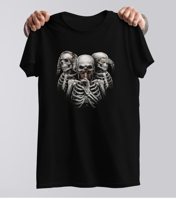 Skull See No Evil Hear No Evil Speak No Evil T-Shirt