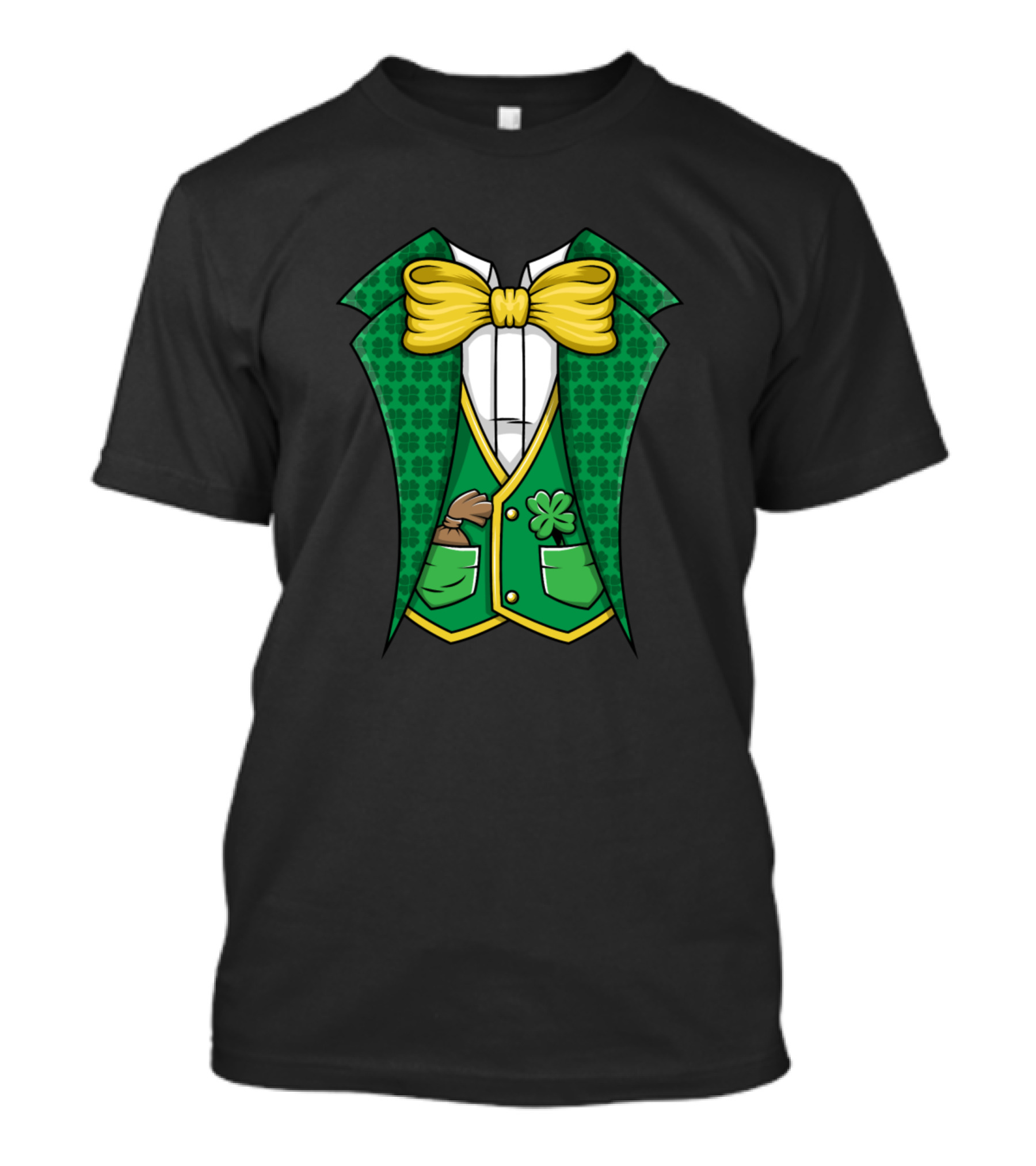 St Patricks Day Shamrock Leaf Leprechaun Suit With Bow Tie T-Shirt