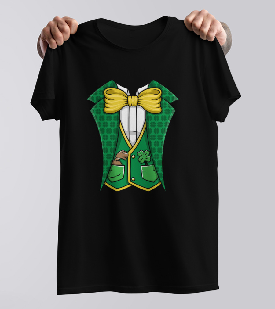 St Patricks Day Shamrock Leaf Leprechaun Suit With Bow Tie T-Shirt