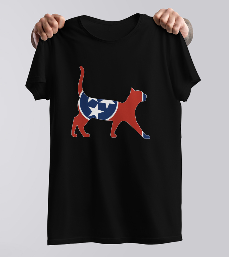 Tennessee Flag Cat Silhouette Design For Cat Lovers T-Shirt