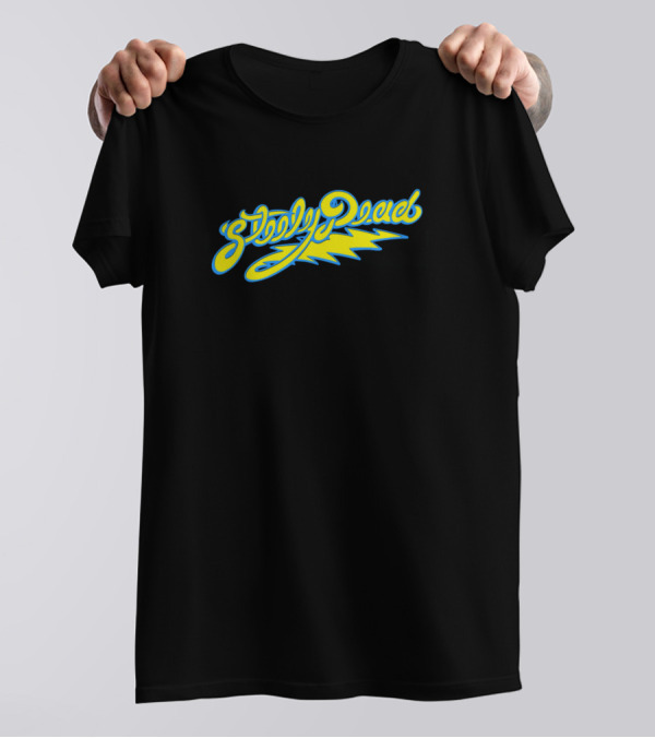 Steely Dead Lightning Bolt Script T-Shirt