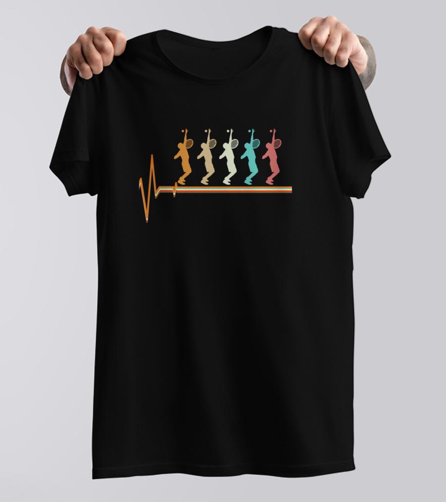 Vintage Tennis Players Heartbeat Rhythm T-Shirt