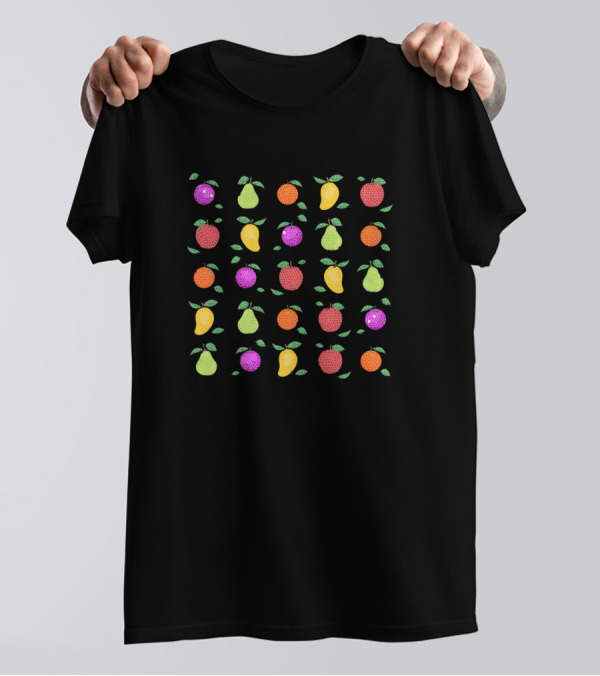 The Fresh Fruit Pattern Strawberry Orange Pear Mango Grapes T-Shirt