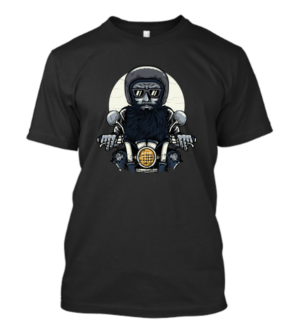 The Oledbiker Vintage Skull Biker With Beard And Helmet T-Shirt
