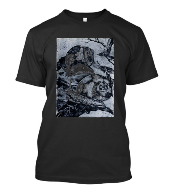 Tiled Snails Black And Gray Forest Motif T-Shirt