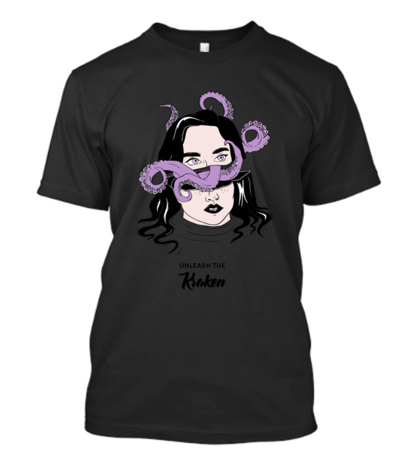 Unleash The Kraken Purple Tentacles Illustrating Woman's Face T-Shirt