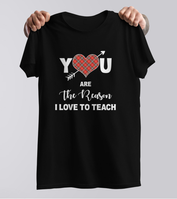 You Are The Reason I Love To Teach Plaid Heart Arrow T-Shirt