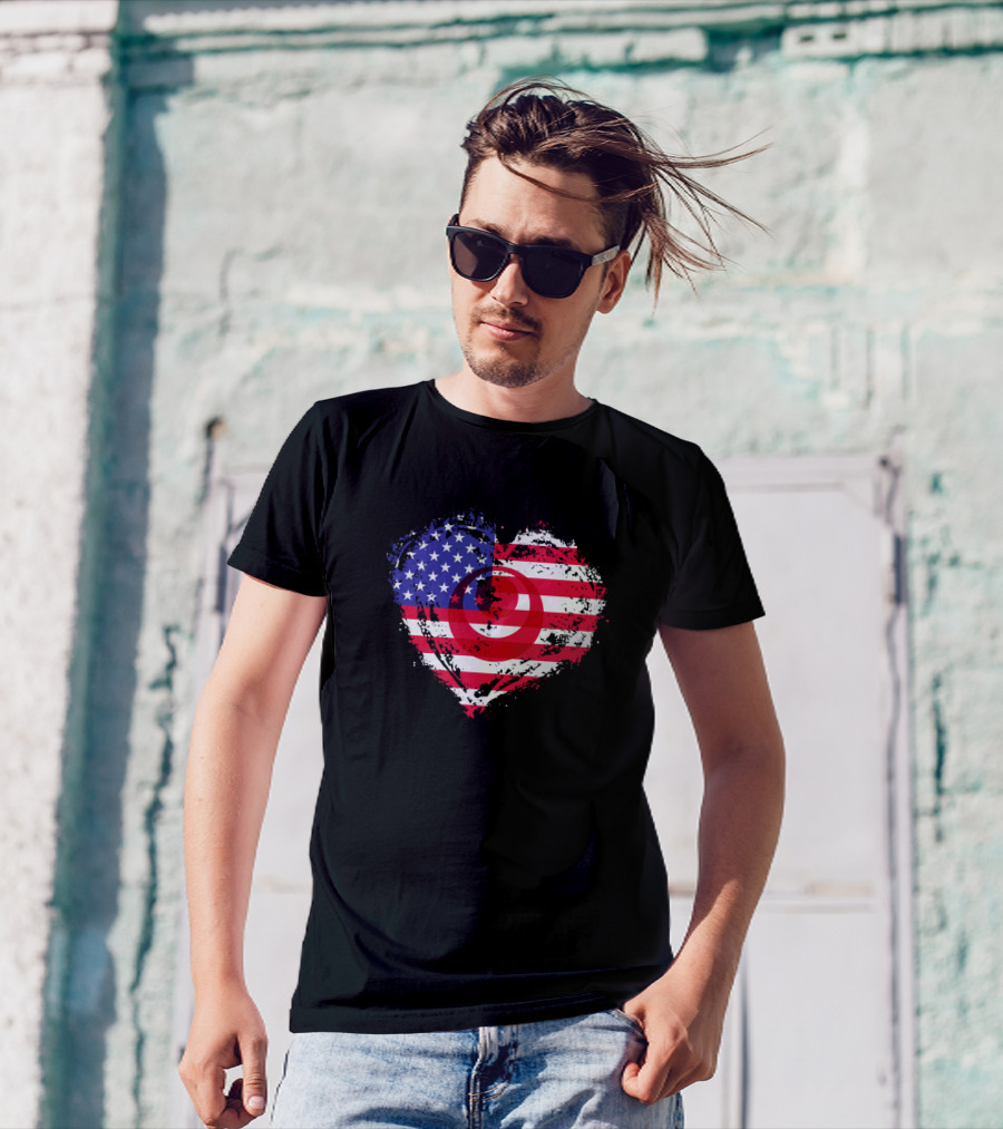 Okinawan American Heart Flag American Okinawan Half Okinawan T-Shirt