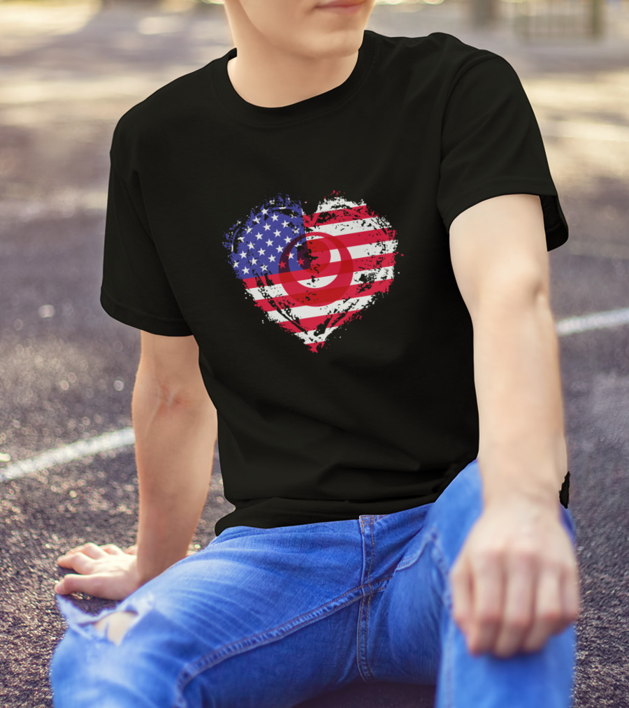Okinawan American Heart Flag American Okinawan Half Okinawan T-Shirt