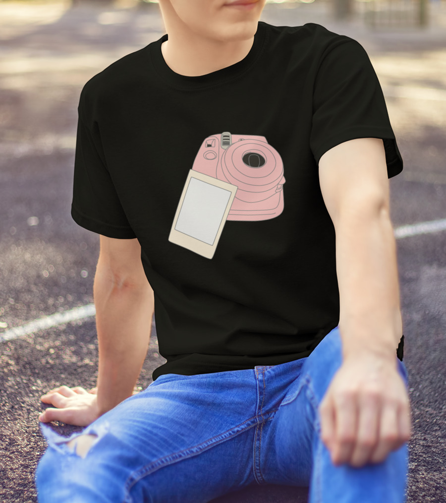 Pink Instant Camera With Blank Polaroid T-Shirt
